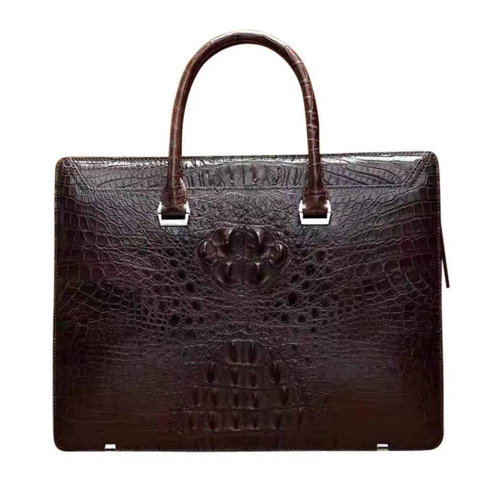 Rossie Viren crocodile leather vintage strapless briefcase bag with sleek design and durable handles, ideal for professional use.