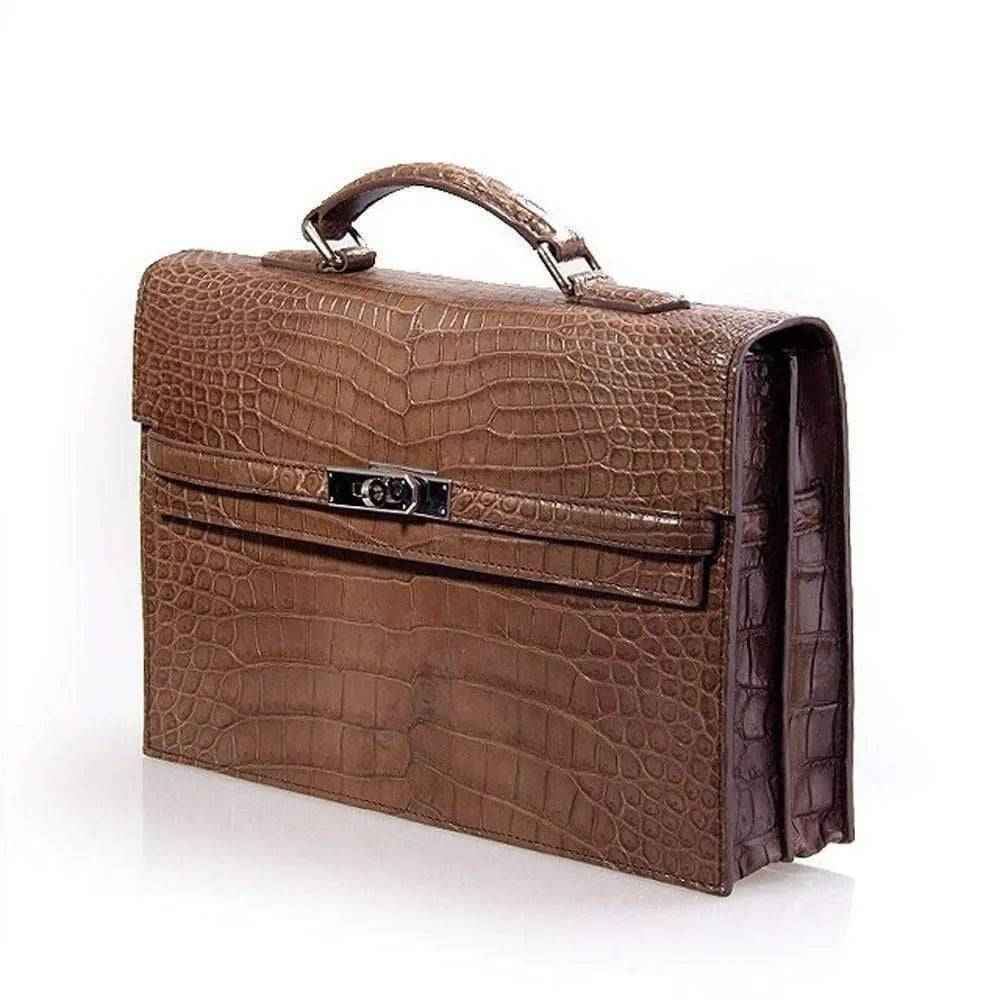 Crocodile Leather Briefcase For Men