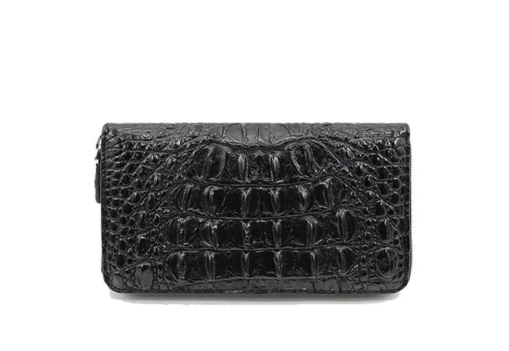 Rossie Viren crocodile leather zipper wallet, a stylish handbag featuring textured crocodile pattern and secure zipper closure.