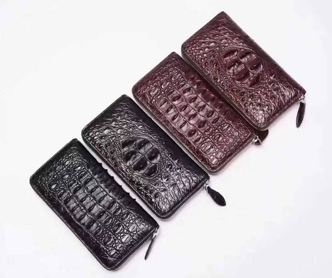 Rossie Viren crocodile leather zipper wallet with sleek design and textured crocodile pattern, perfect for stylish organization