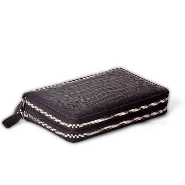 Rossie Viren crocodile belly skin clutch wallet with multiple card slots, designed for modern money storage and style.