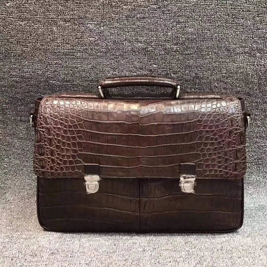 Crocodile Belly Leather Lock Briefcase