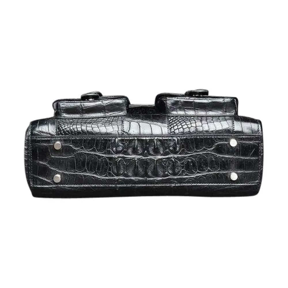Rossie Viren crocodile leather briefcase shoulder bag for men, cross-body business handbag with textured crocodile pattern.