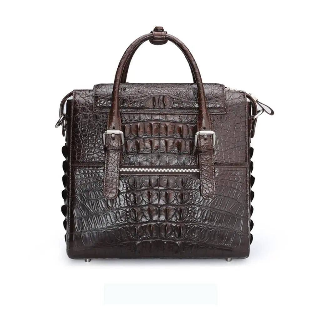 Rossie Viren crocodile leather briefcase handbag with shoulder and cross-body straps for men, stylish business bag.