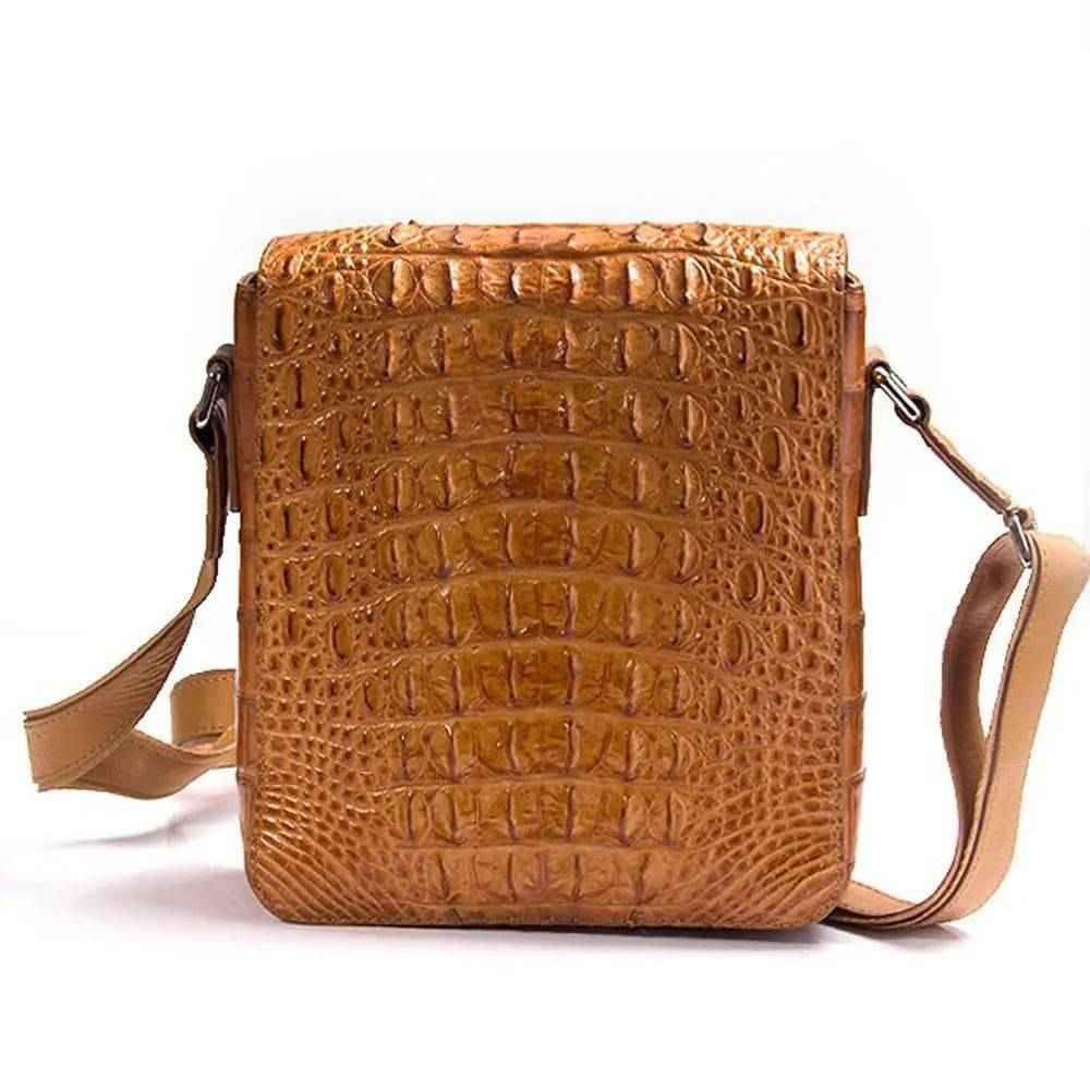 Rossie Viren crocodile crossbody bag for men, small shoulder messenger bag with phone pocket and passport holder, stylish and compact.