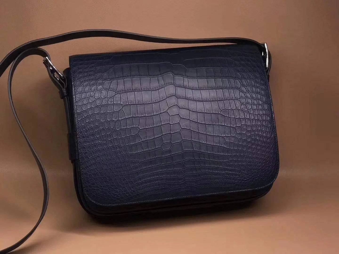 Rossie Viren crocodile garment leather medium messenger handbag, very soft and stylish for everyday use.