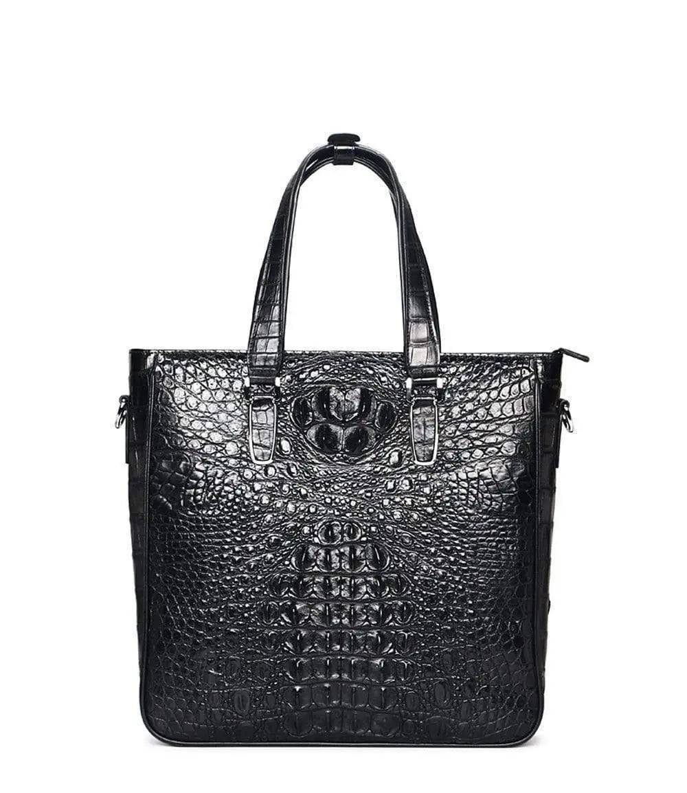Rossie Viren crocodile leather tote bag with simple square design, featuring a spacious interior and sturdy handles.