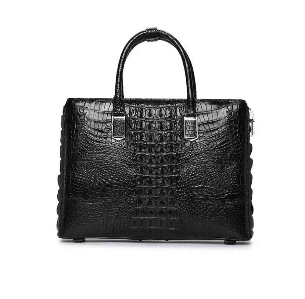 Rossie Viren crocodile leather briefcase laptop bag with sturdy handle and sleek design, perfect for professional use.