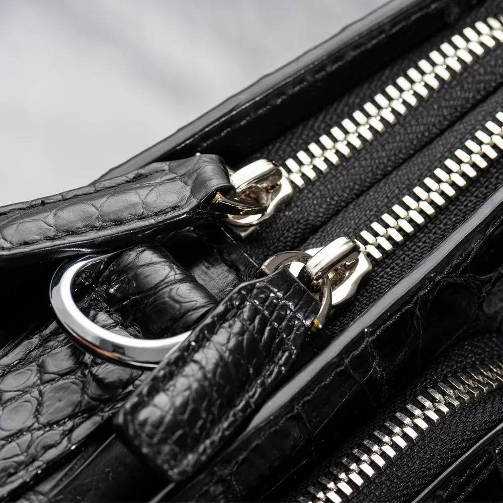 Rossie Viren crocodile leather briefcase laptop handbag with sturdy handles and sleek design for professional use