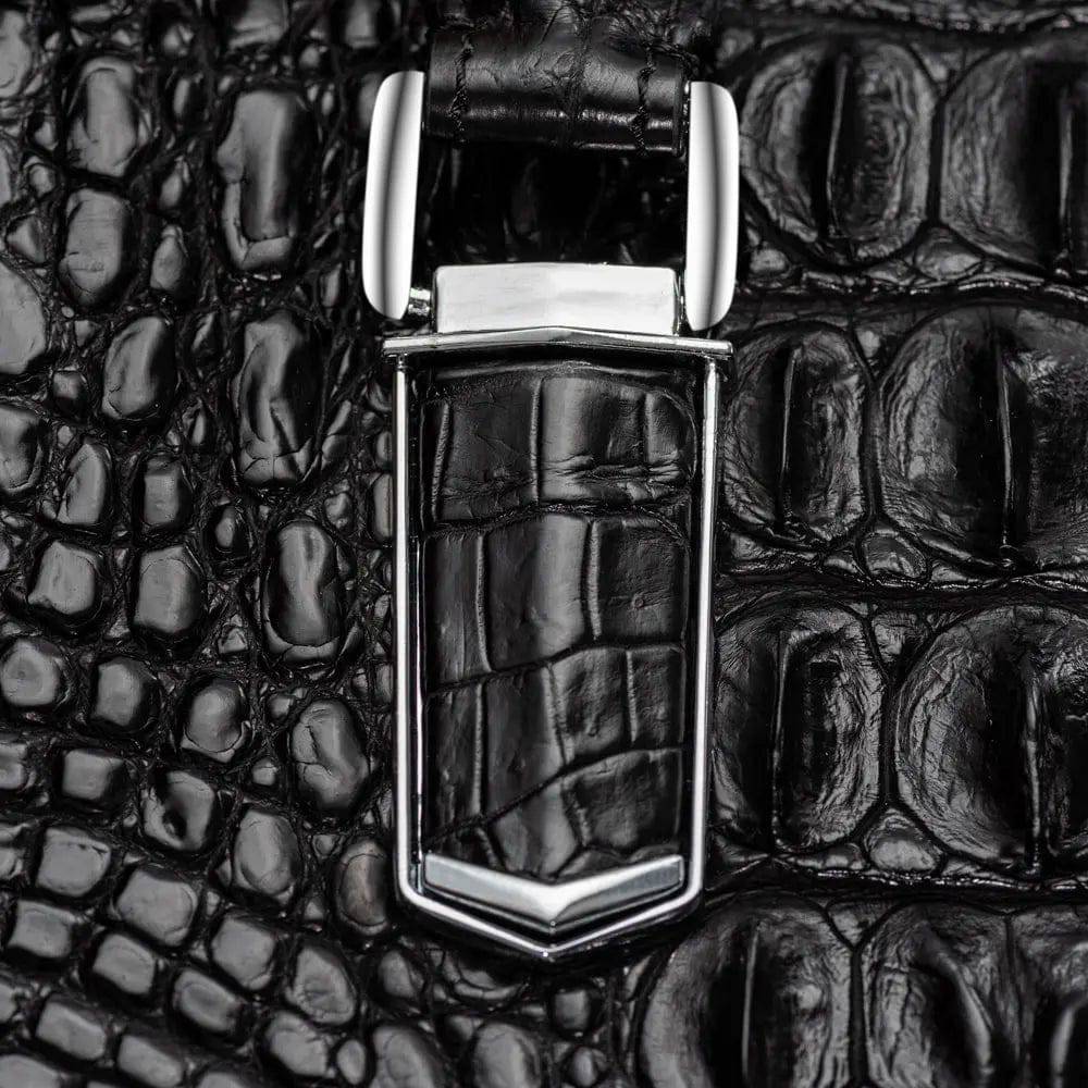 Rossie Viren crocodile leather briefcase handbag designed for laptops, with a sleek and professional appearance.