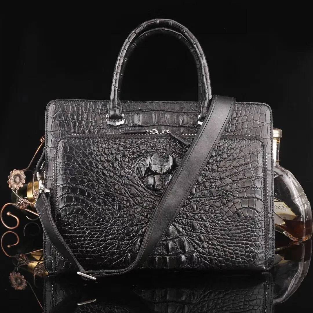 Rossie Viren crocodile leather briefcase laptop handbag with sturdy handles and sleek design for professional use
