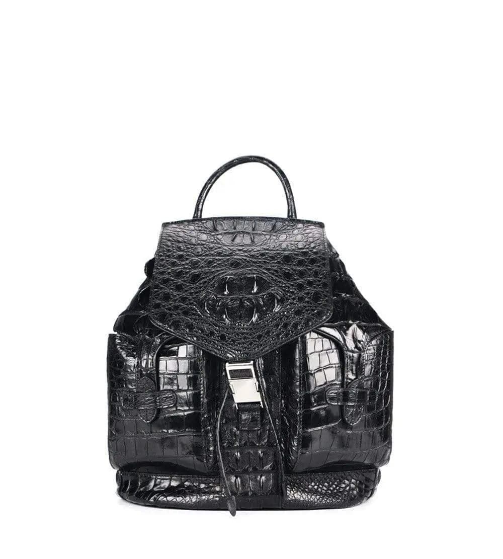 Rossie Viren crocodile leather city backpack handbag with sleek design and textured crocodile pattern.