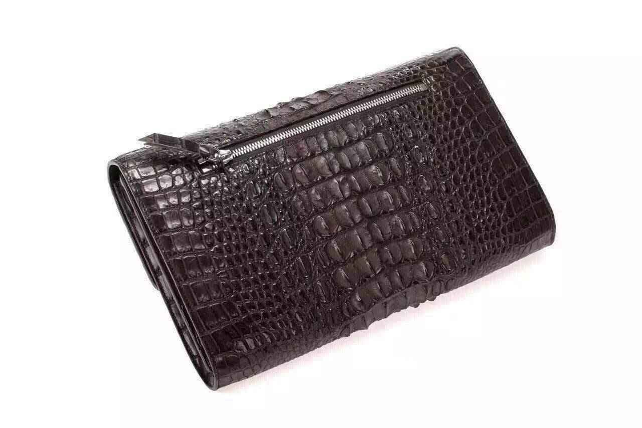 Crocodile leather clutch shoulder bag for men by Rossie Viren, featuring a sleek design with a textured crocodile pattern.