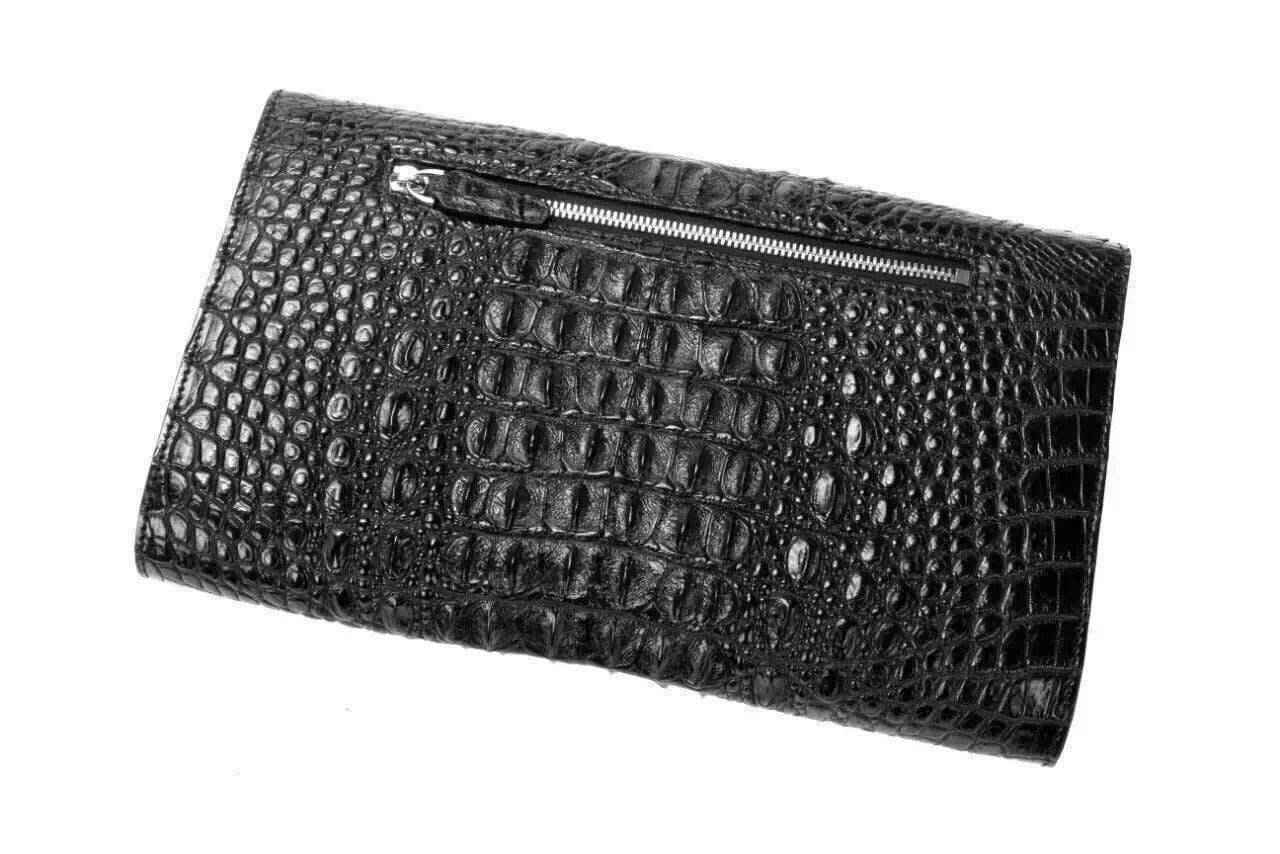 Rossie Viren crocodile leather clutch shoulder bag for men, featuring a sleek design and textured crocodile pattern.