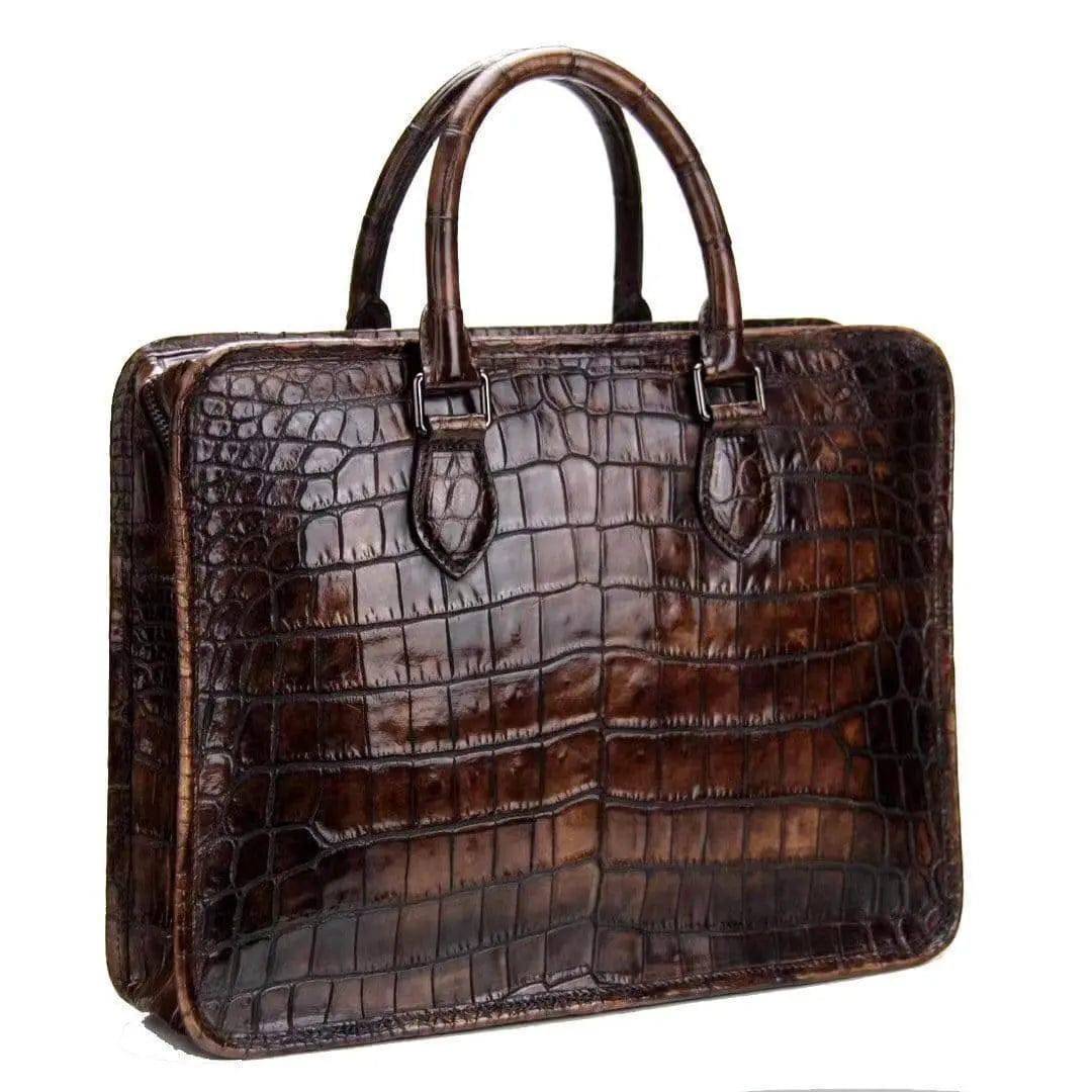 Rossie Viren crocodile leather crossbody handbag with a laptop compartment, stylish business bag for professionals