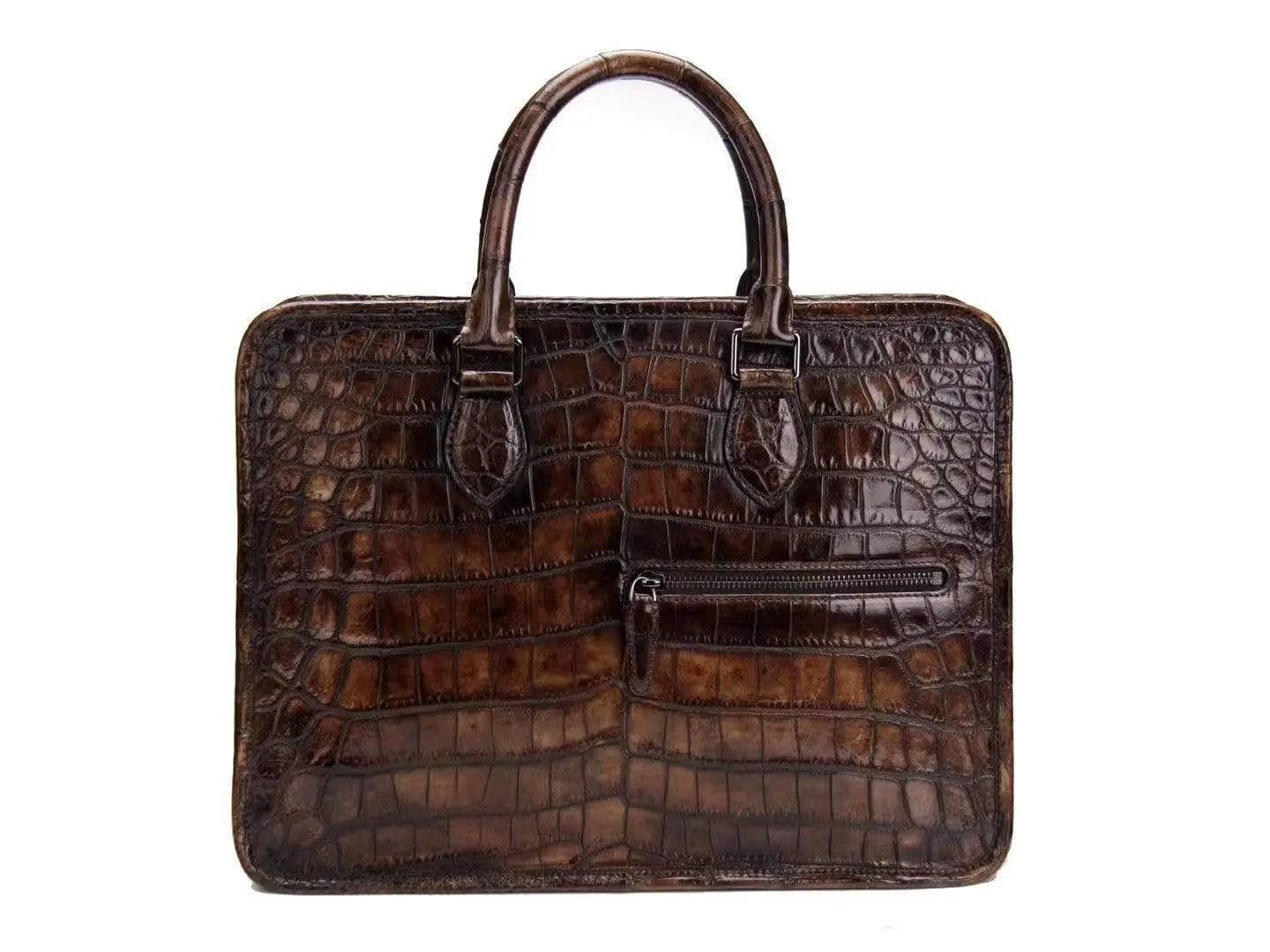 Rossie Viren crocodile leather crossbody handbag with a laptop compartment, ideal for business and professional use.