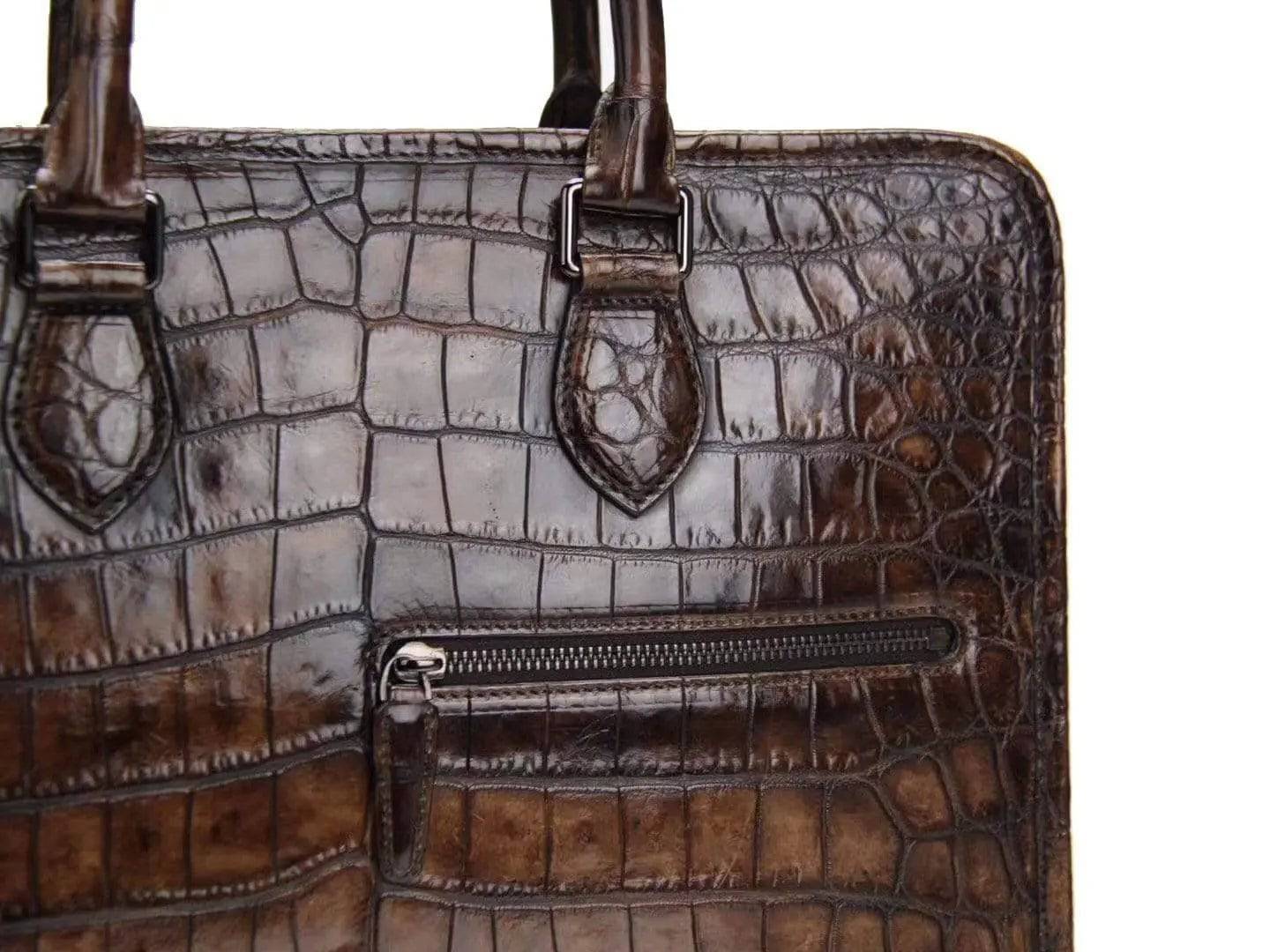 Rossie Viren crocodile leather crossbody handbag with a laptop compartment, stylish and functional for business use.