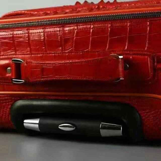 Rossie Viren crocodile leather luggage trolley case with a sleek crocodile pattern, durable suit case for travel.