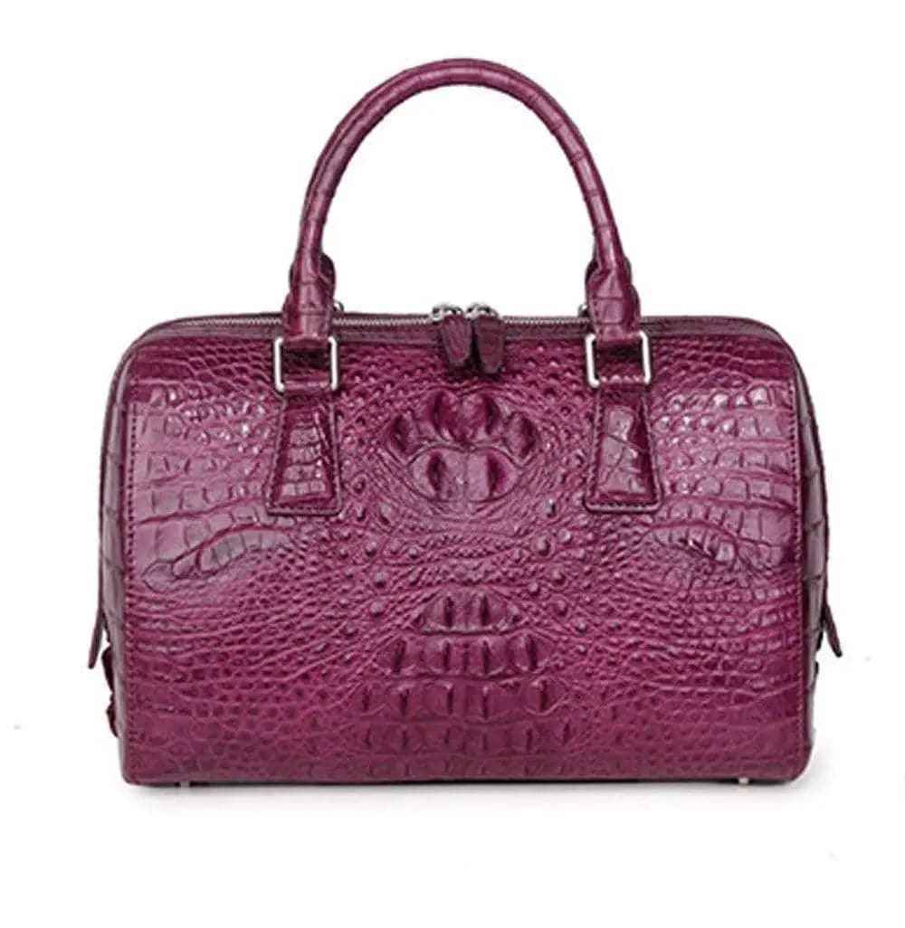 Crocodile Skin  Leather Boston Satchel Bags