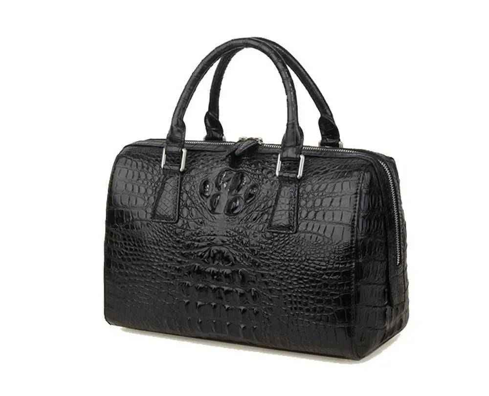 Crocodile Skin  Leather Boston Satchel Bags