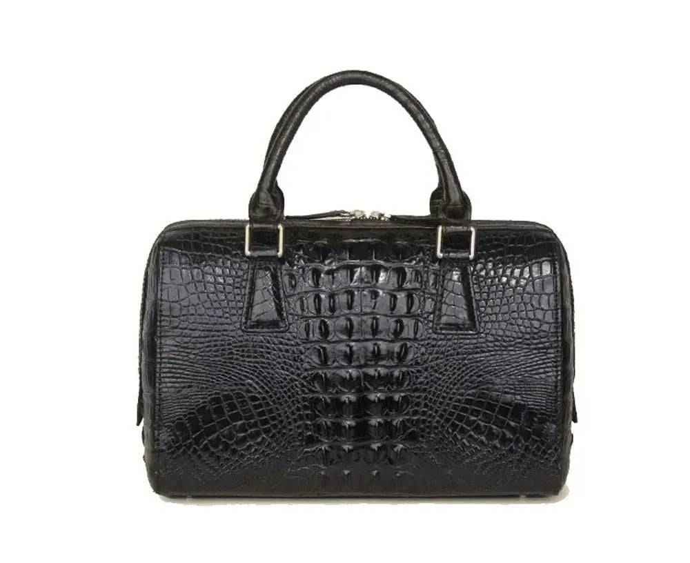Crocodile Skin  Leather Boston Satchel Bags