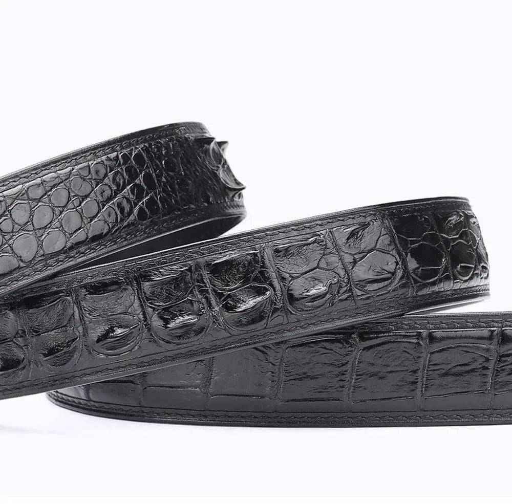 Crocodile Skin Bone Leather Waist Belt Without Buckle
