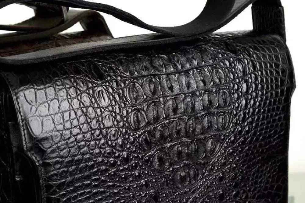 Crocodile Skin Leather Postman Bag, Expandable Messenger Bag,School Bag