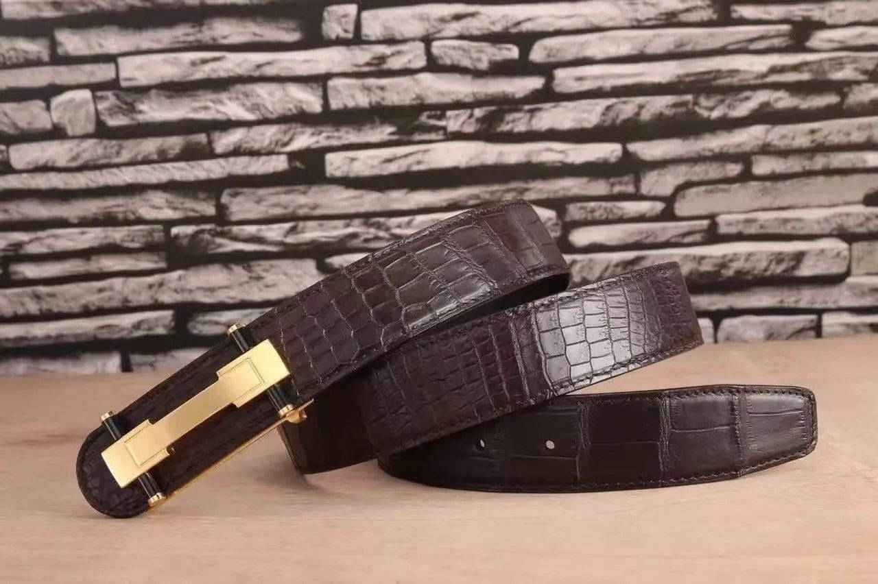 Crocodile Skin Single  Row Backbone Belt  For Mens Belt