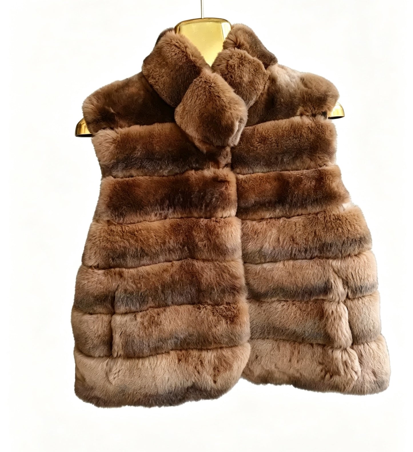 Unisex  Chinchilla Dyed Rex Rabbit Fur Vest