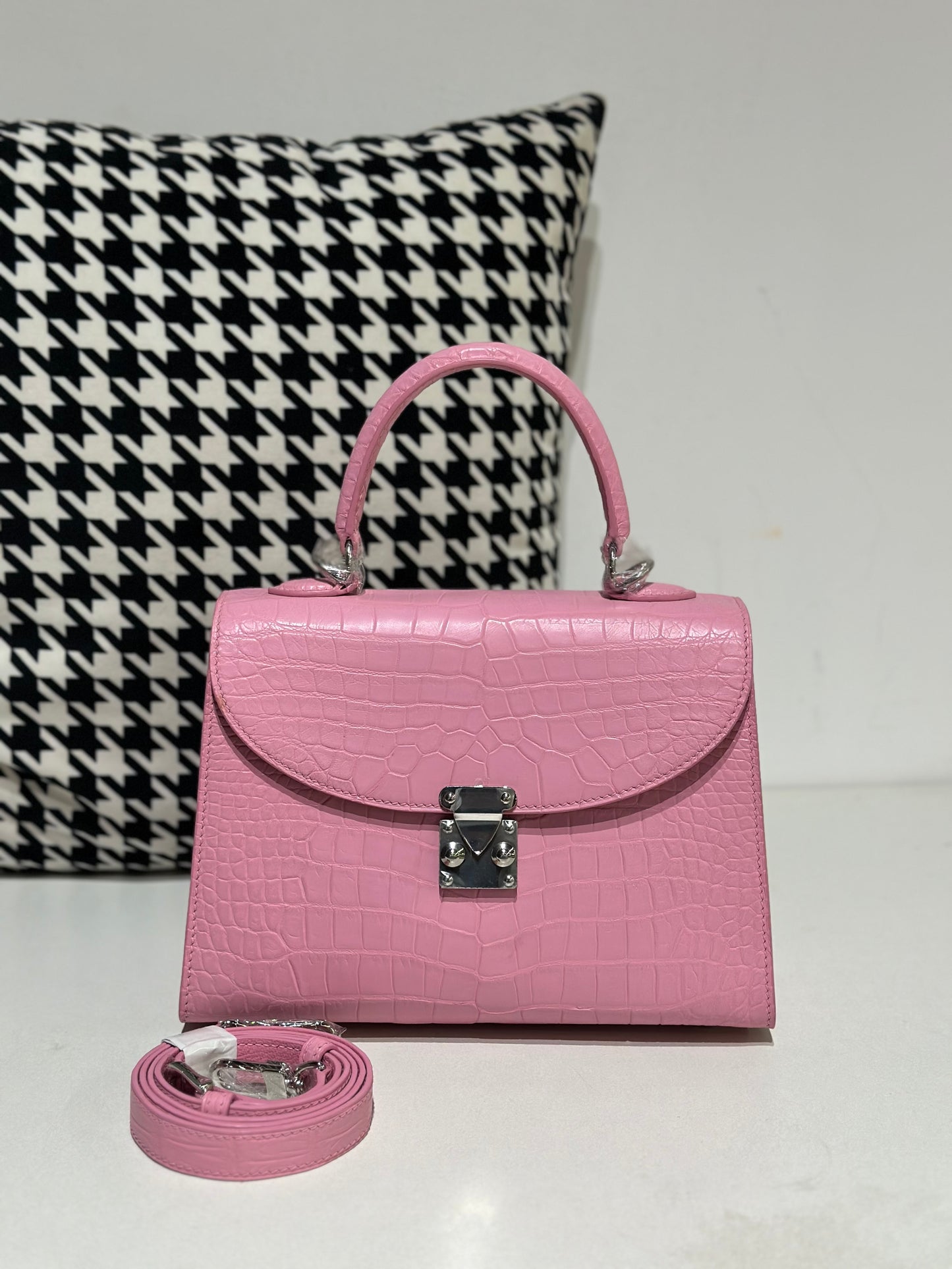Crocodile Leather Top Handle Bag
