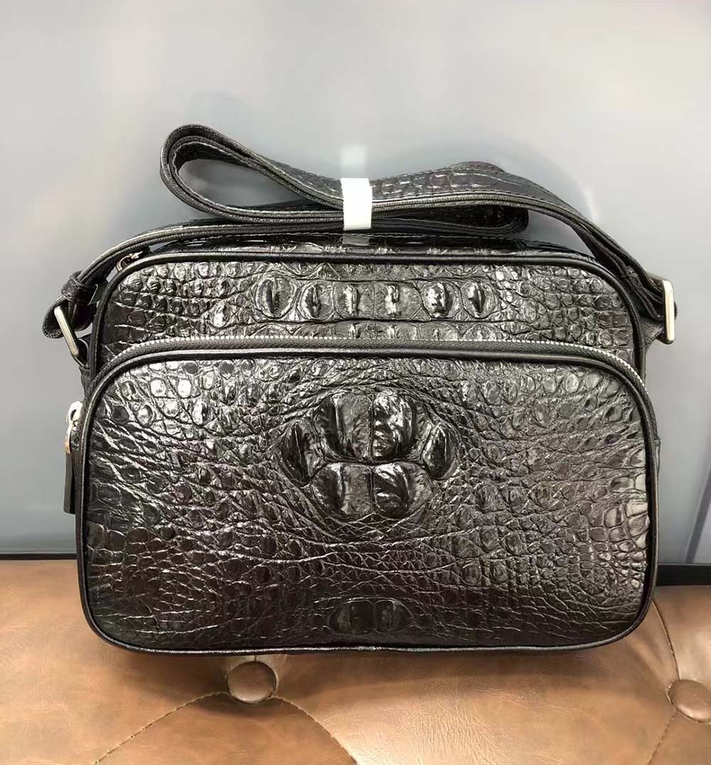 Rossie Viren crocodile leather cross body shoulder bag, stylish handbag with textured crocodile pattern and adjustable strap.