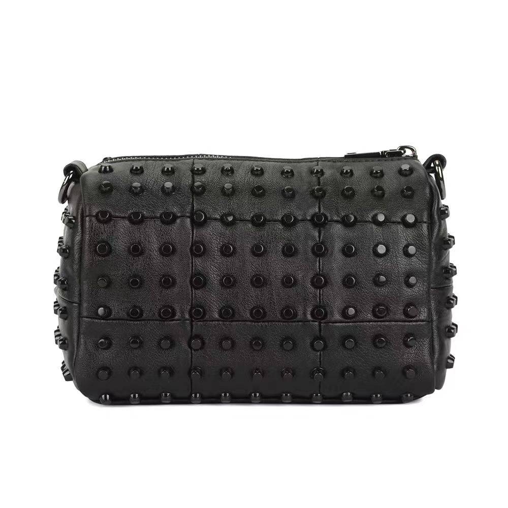 Rossie Viren women's studded shoulder bag with a sleek design, featuring metal studs and a comfortable shoulder strap.
