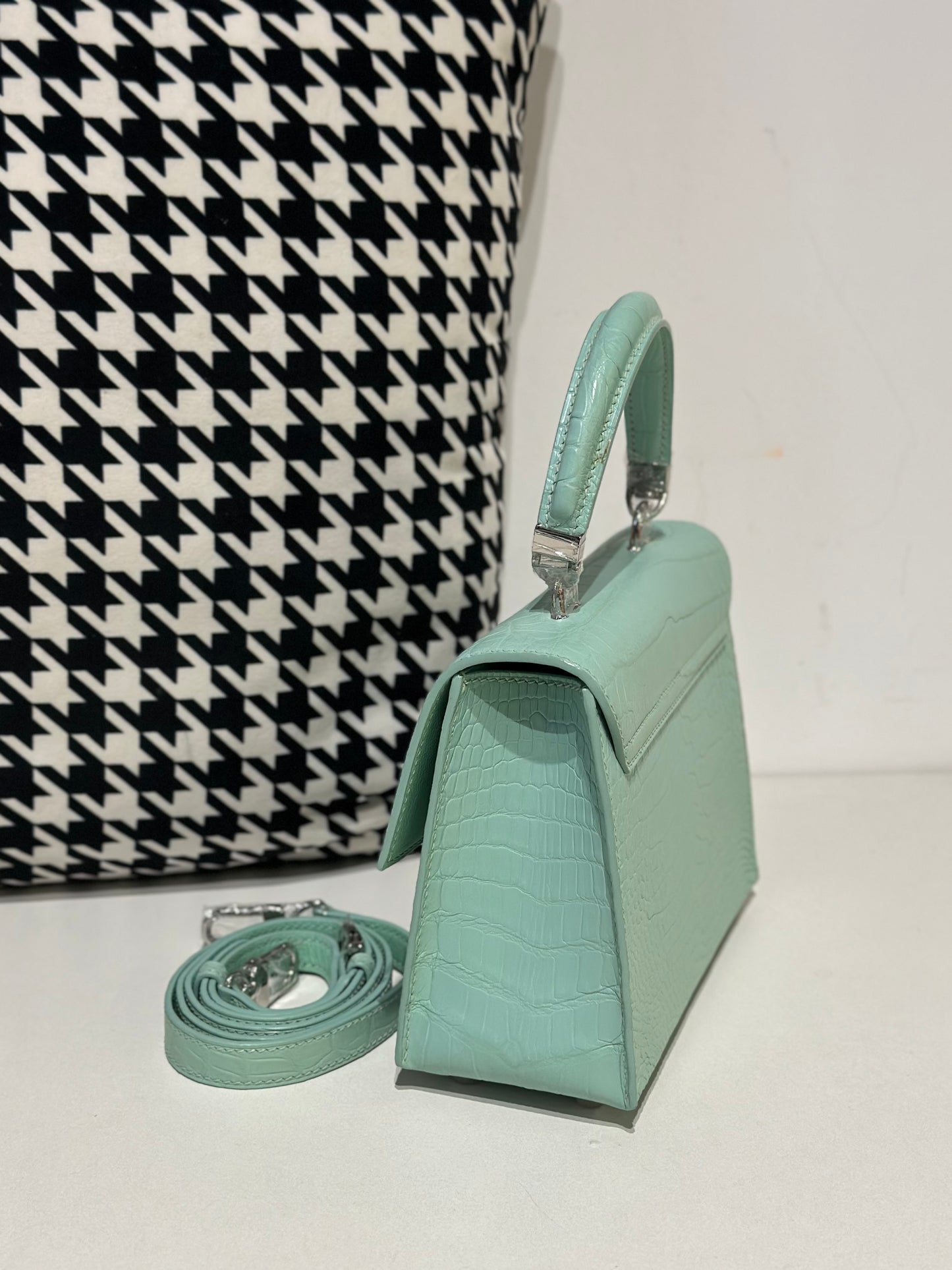 Crocodile Leather Top Handle Bag