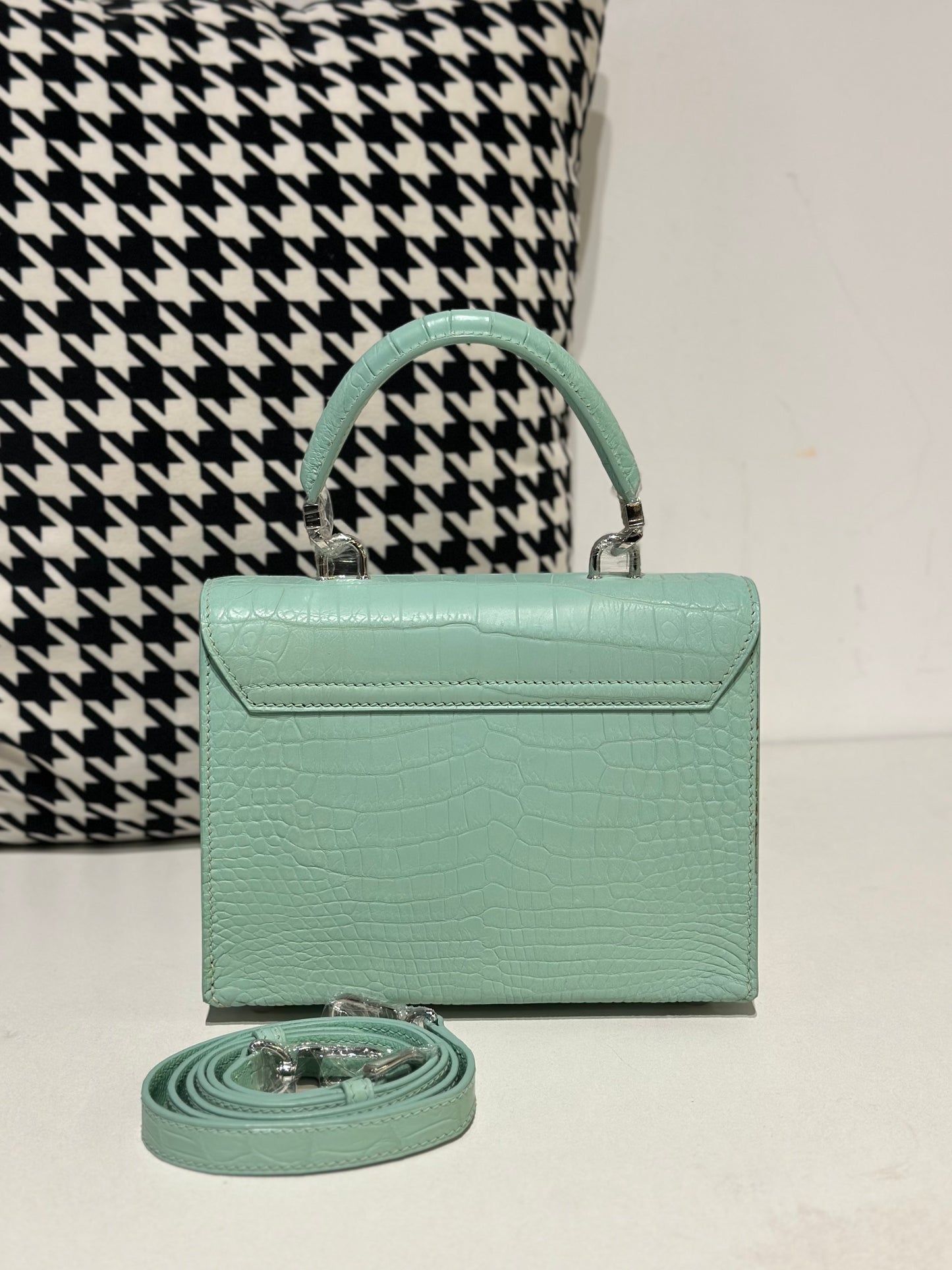 Crocodile Leather Top Handle Bag