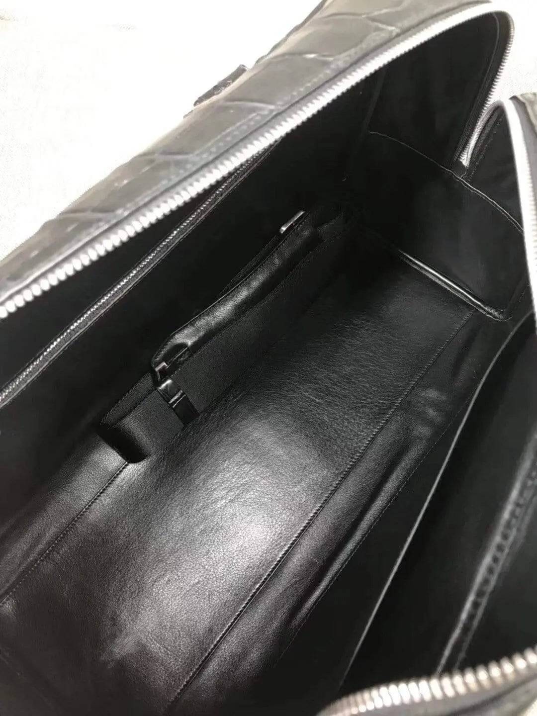Rossie Viren genuine crocodile leather large travel handbag in bone color with spacious design for weekend trips and holdalls.