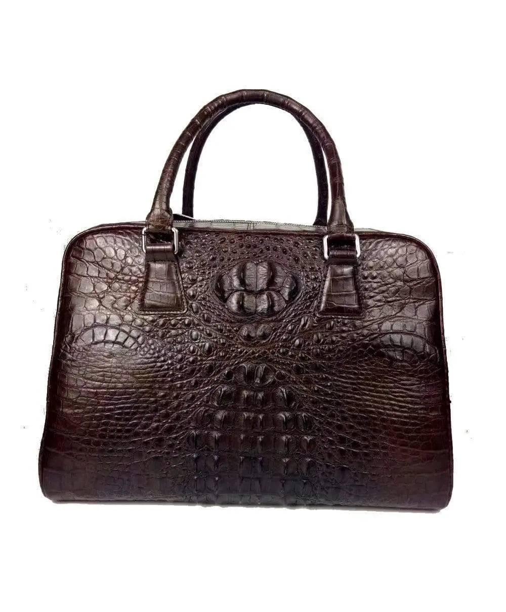Genuine crocodile leather large travel bag by Rossie Viren, stylish bone leather weekend bag, holdall, and duffle for travel.