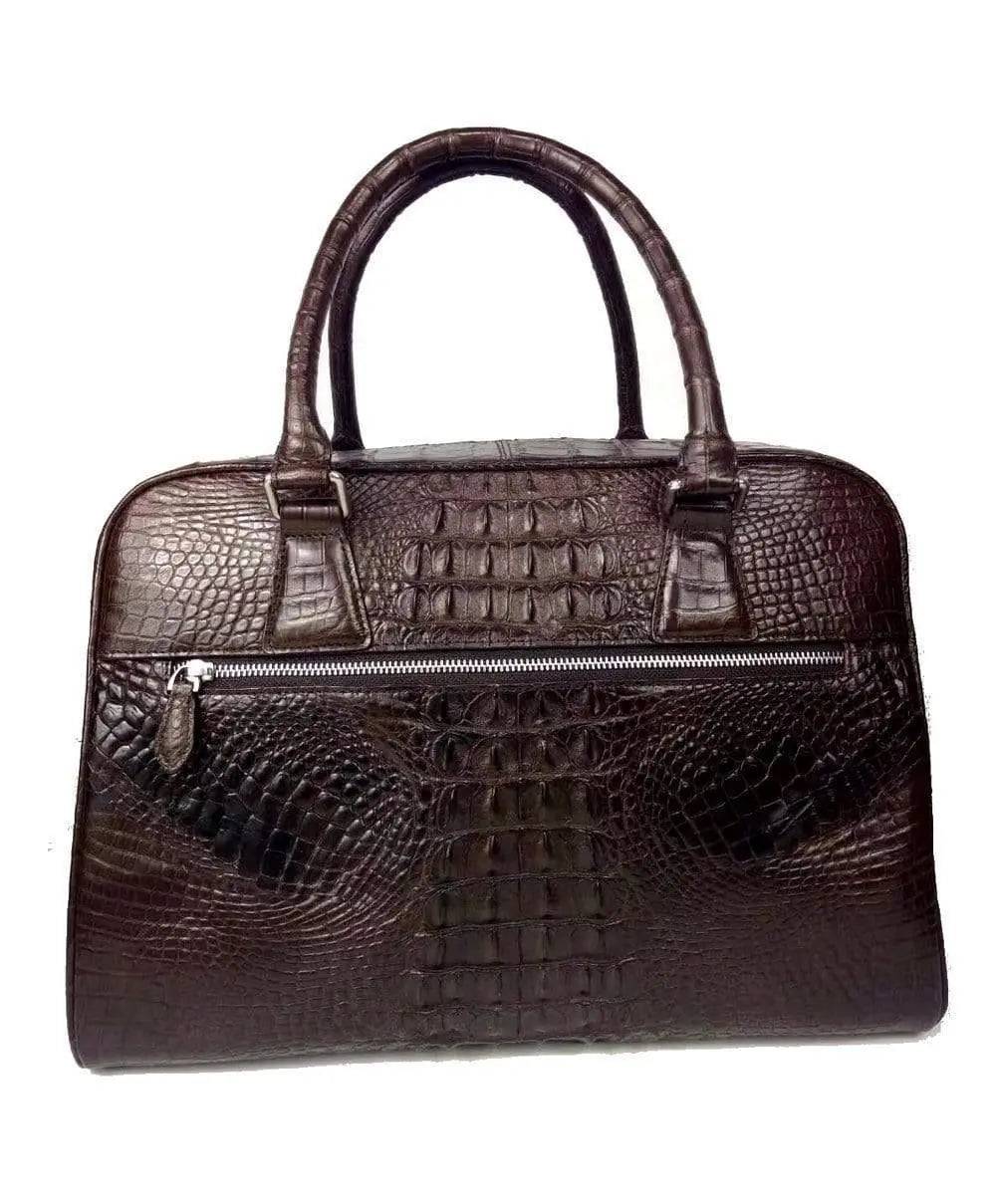 Rossie Viren genuine crocodile leather large travel handbag with bone leather accents, ideal for weekend trips and holdalls.