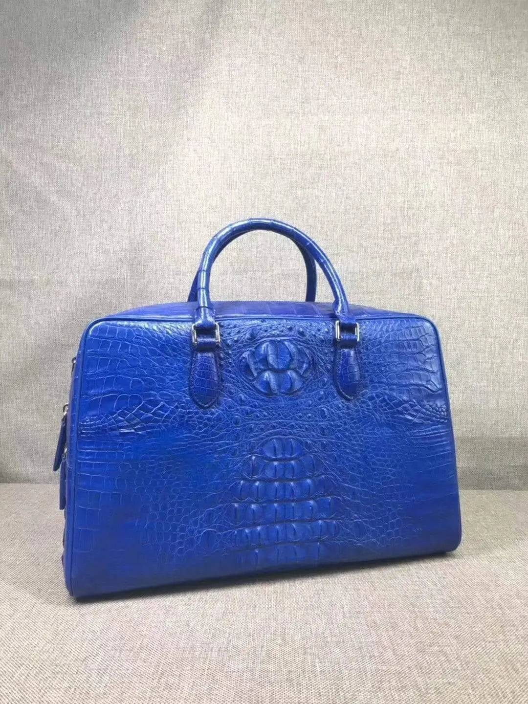 Rossie Viren genuine crocodile leather large travel handbag with bone leather accents, ideal for weekend trips and holdalls.
