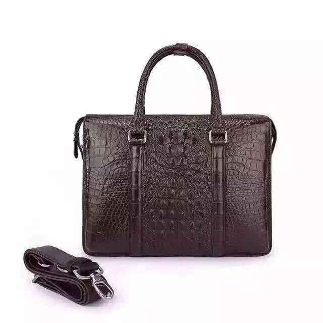 Genuine crocodile leather Rossie Viren handbag with sleek design and sturdy handles, showcasing luxurious textured surface.