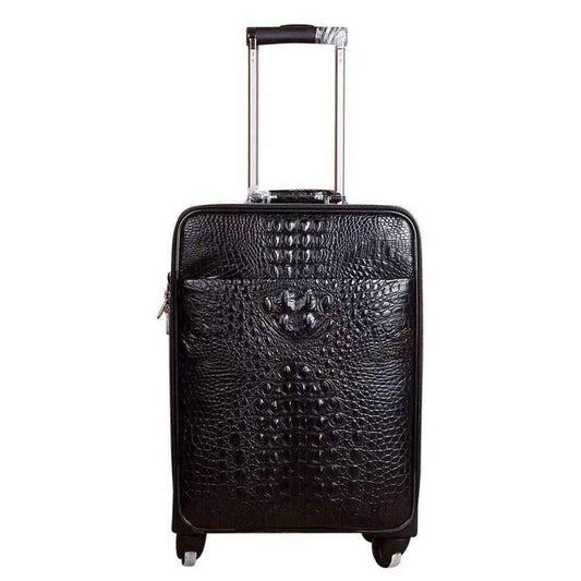 Genuine Crocodile Leather Luggage Roller Trolley Case 4 Spinner Wheels Travel Bags