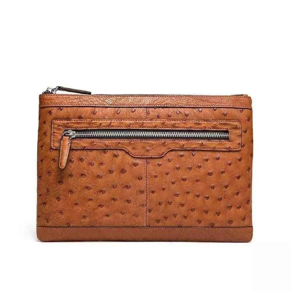 Genuine Ostrich Skin Leather Clutch Bag