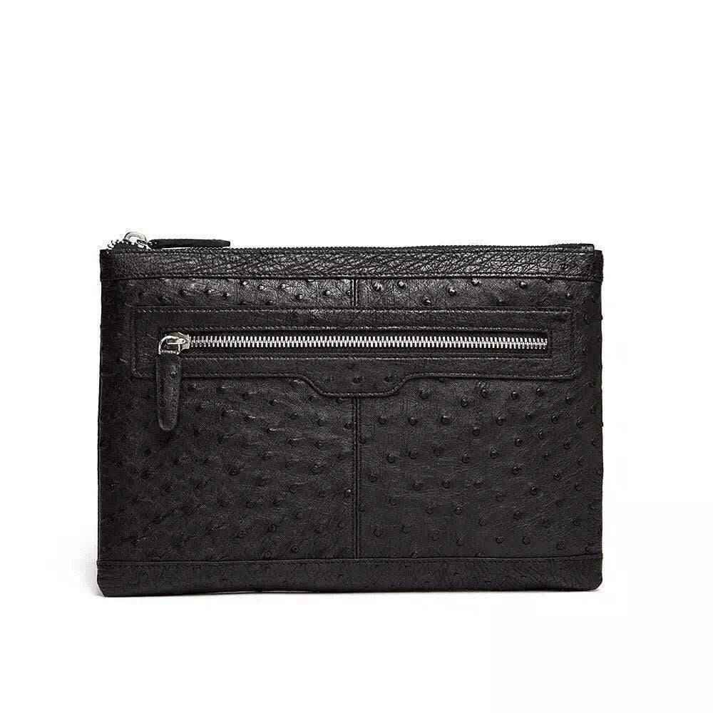 Genuine Ostrich Skin Leather Clutch Bag
