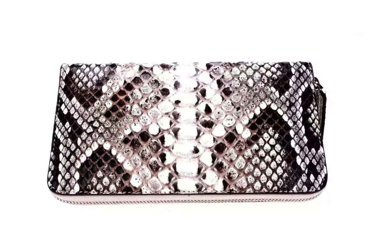 Genuine Python  Leather Large Zip Around  Wallet For Women
