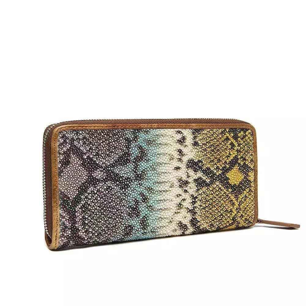 Genuine Python Leather Large Zip Around  Wallet For Women