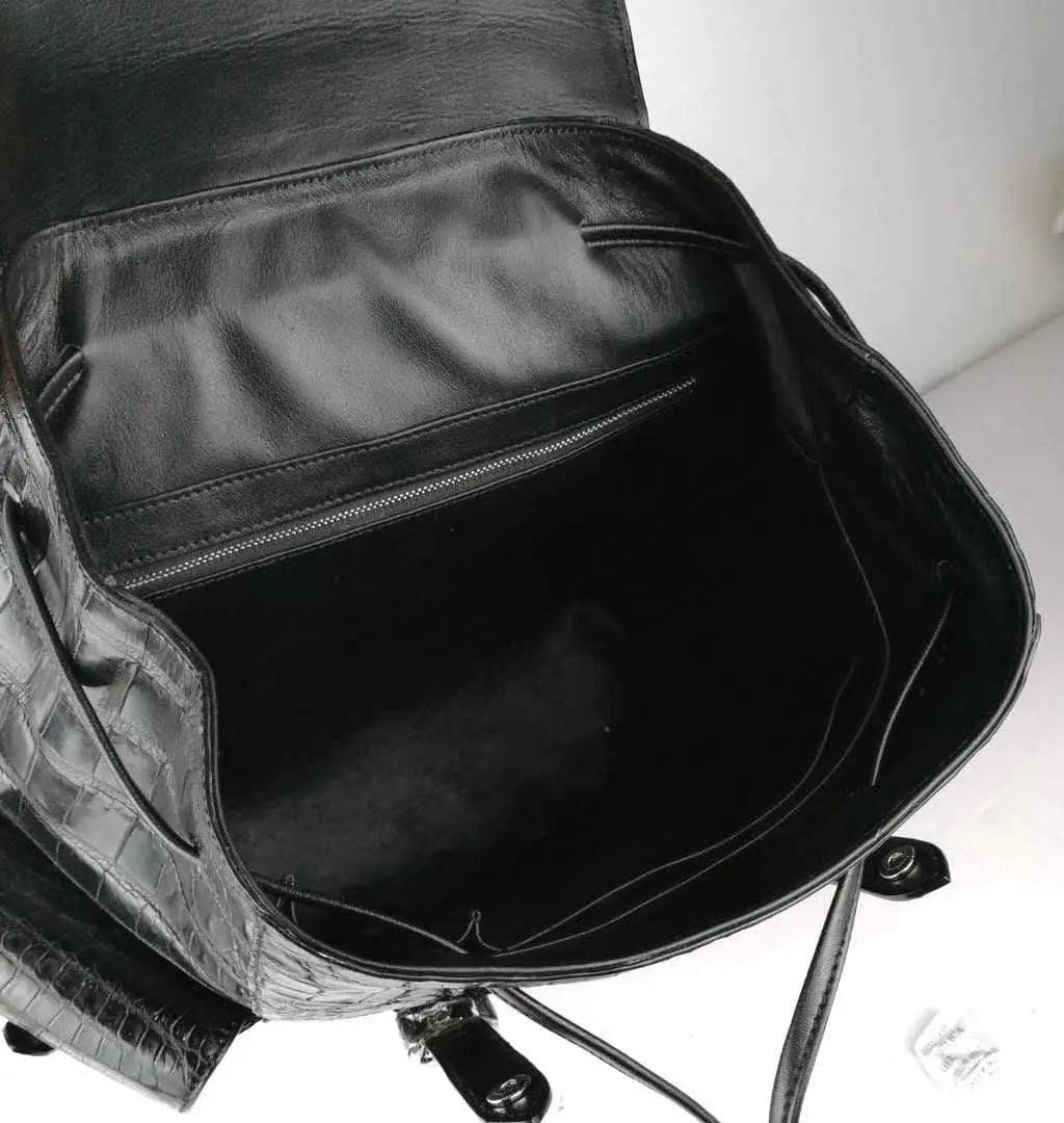 Genuine Siamese  Crocodile Belly Leather Backpack