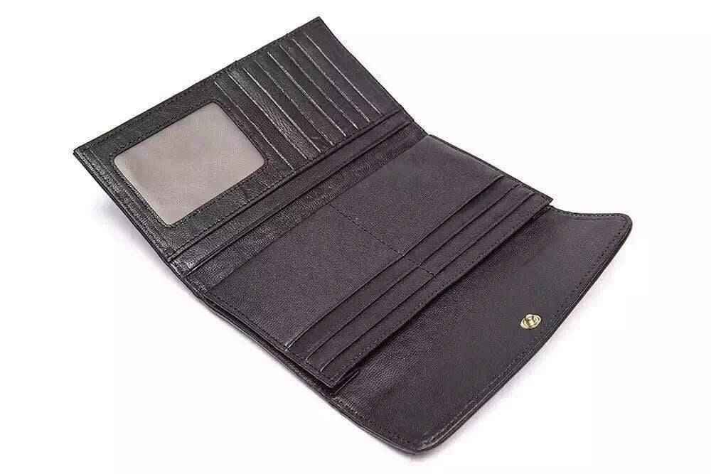 Genuine stingray leather large flap wallet for women by Rossie Viren, showcasing textured leather and sleek design.