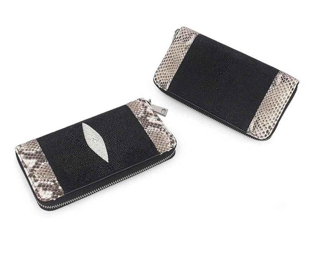 GenuinePearl Stingray Leather Large Zip Around Wallet For Women