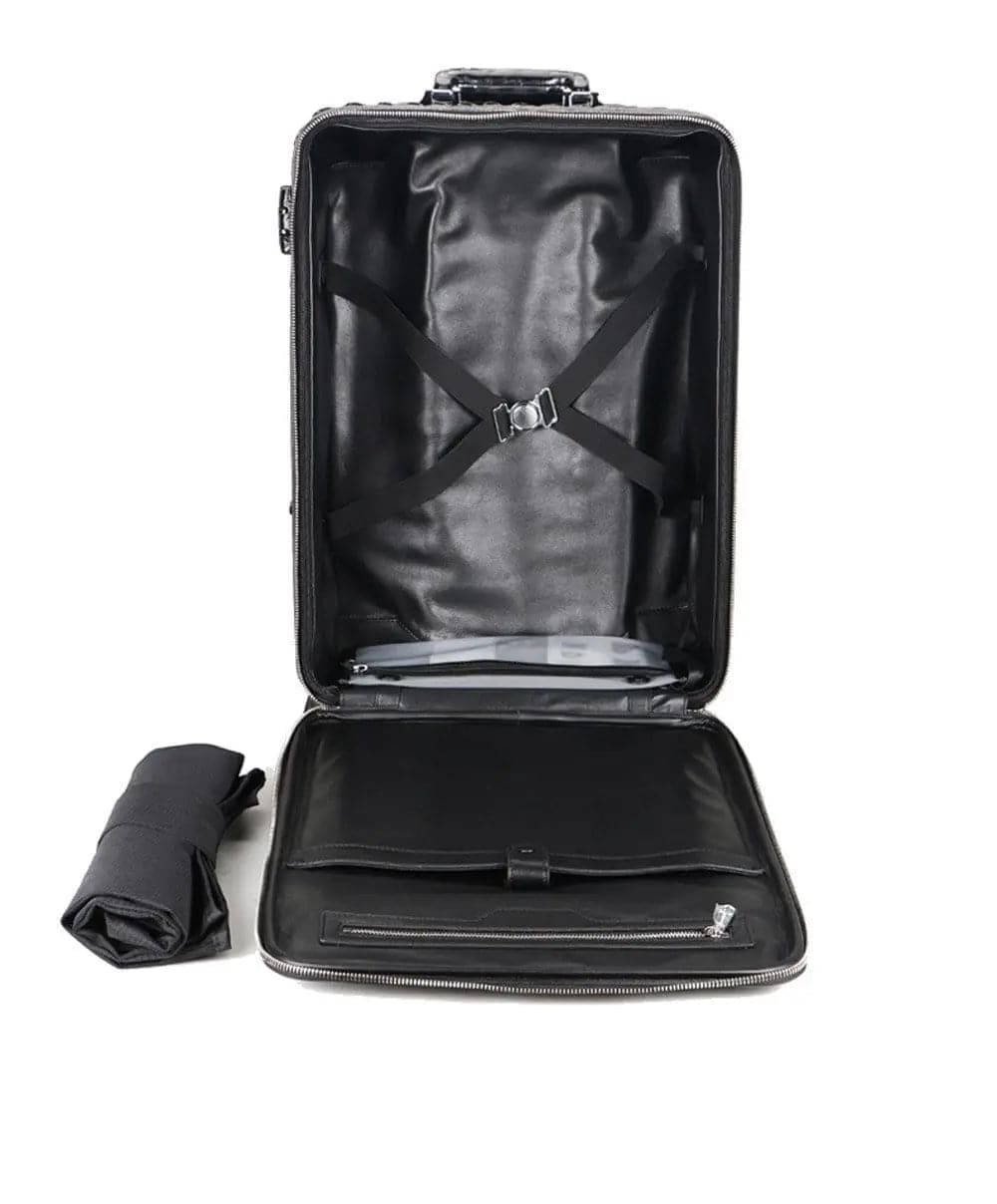 Rossie Viren genuine crocodile skin carry-on suitcase with textured crocodile pattern and sleek handle design.