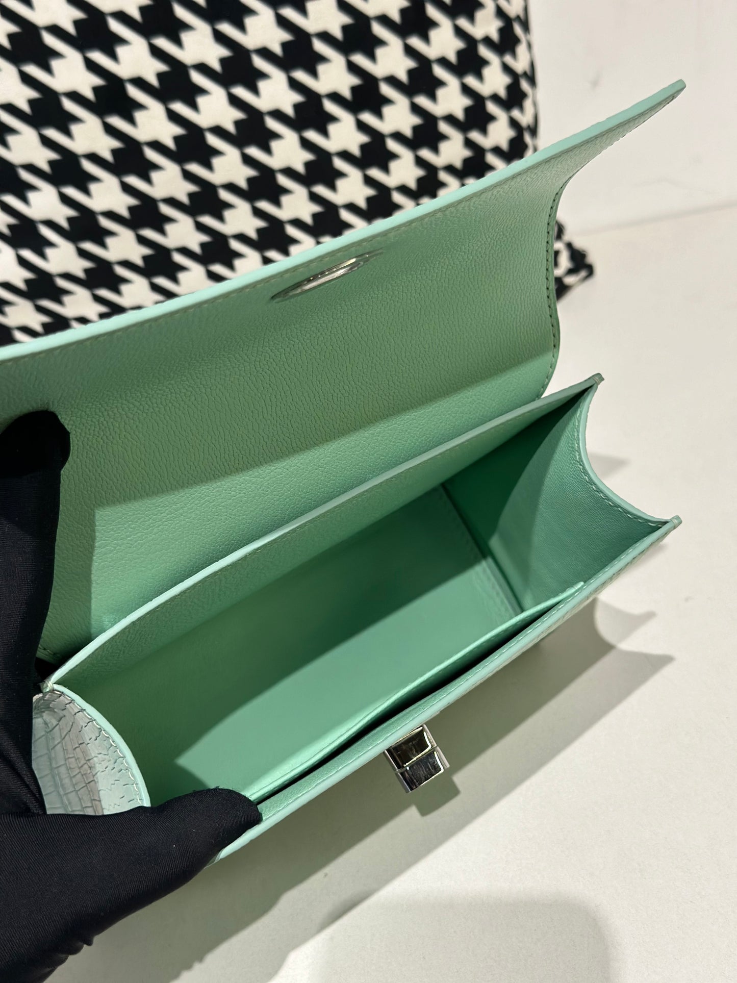 Crocodile Leather Top Handle Bag