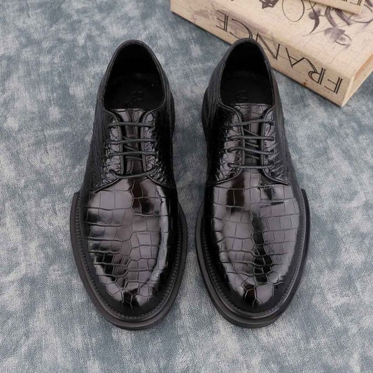 Crocodile Shoes Siamese  Crocodile Belly Lace-Up Dress Shoes